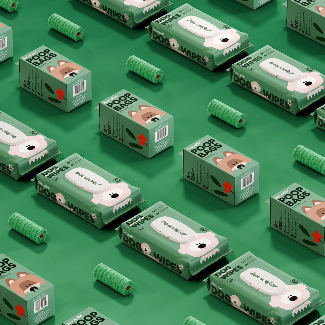 6 Months Supplies Pack - 3x Poop Bags (360 bags) + 6x Dog Wipes (480 wipes)